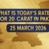 What is today's rate of gold for 20 carat