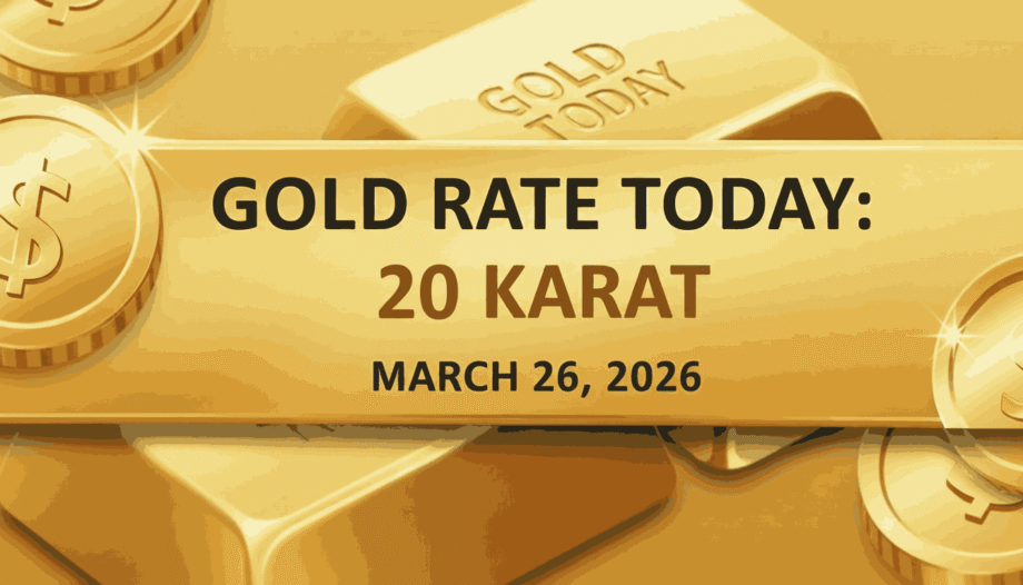 What rate of Gold today for 20 karat in Pakistan